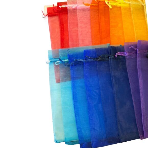 24 Assorted Multi Colored Drawstring Organza Bags 5"x7" - Picture 3 of 3